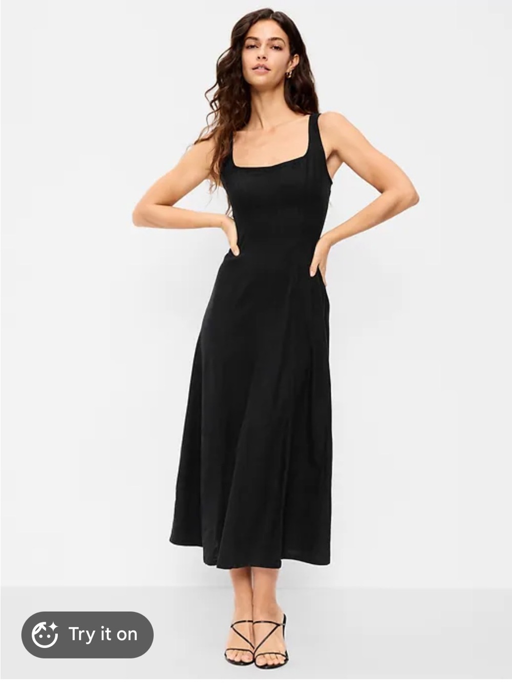 Old Navy Black Sleeveless Fit-and-Flare Midi Dress